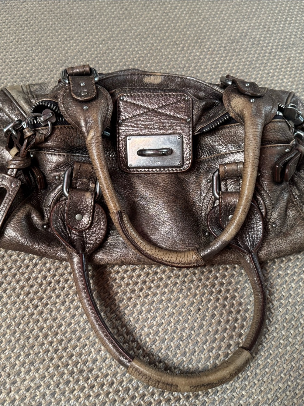 Chloe Paddington Metallic Brown Leather Shoulder Bag